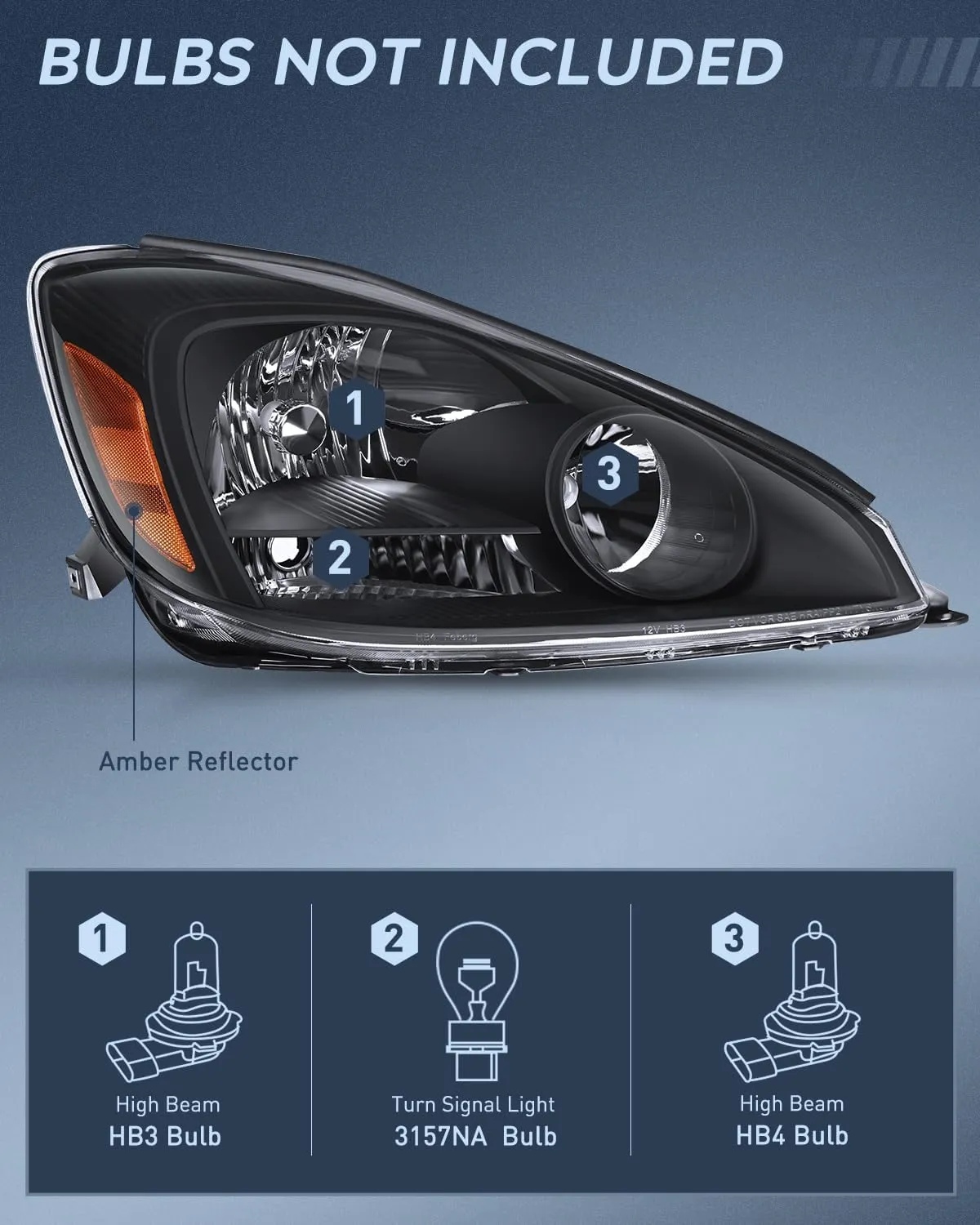 2004 2005 Toyota Sienna Headlight Assembly Black Housing Amber Reflector Upgraded Clear Lens