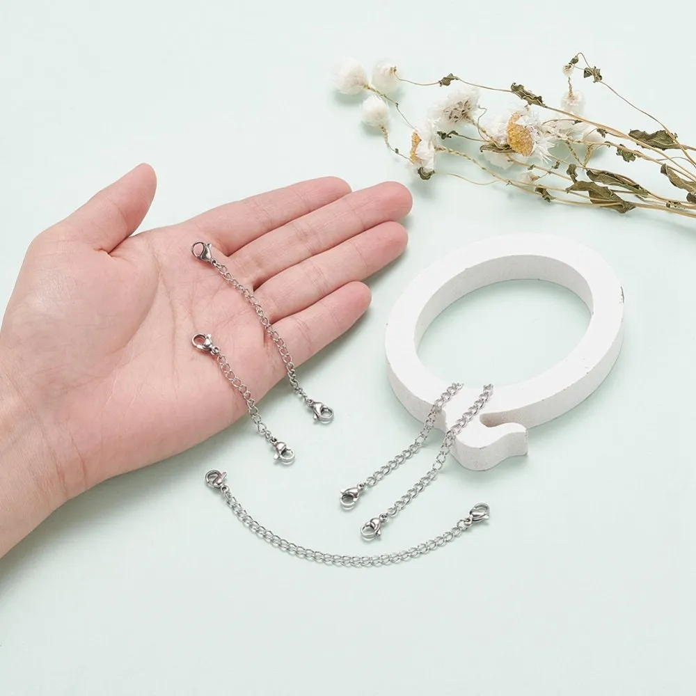 4 lengths set Stainless steel chain extenders, Adjustable necklace and bracelet part