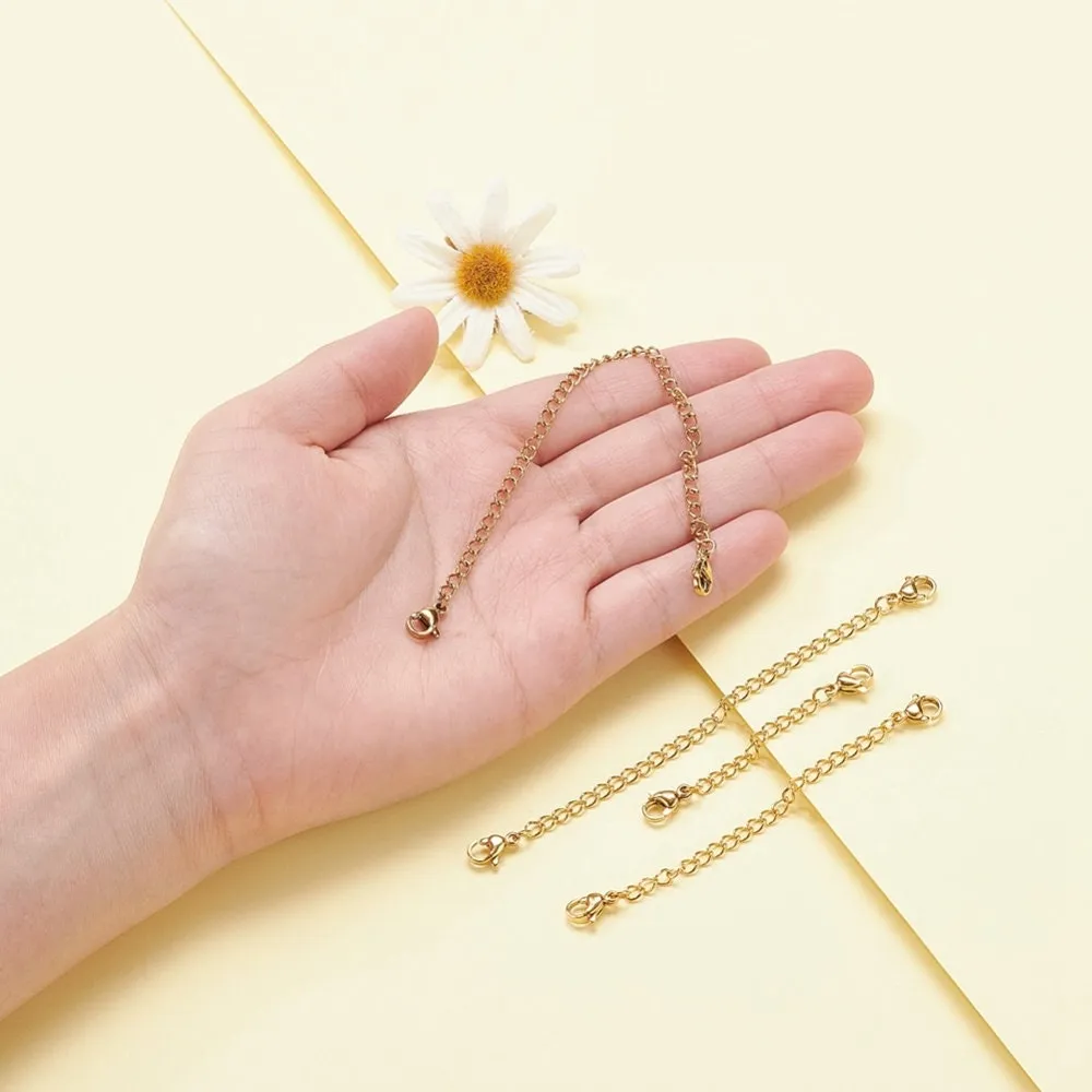 4 lengths set Stainless steel chain extenders, Adjustable necklace and bracelet part