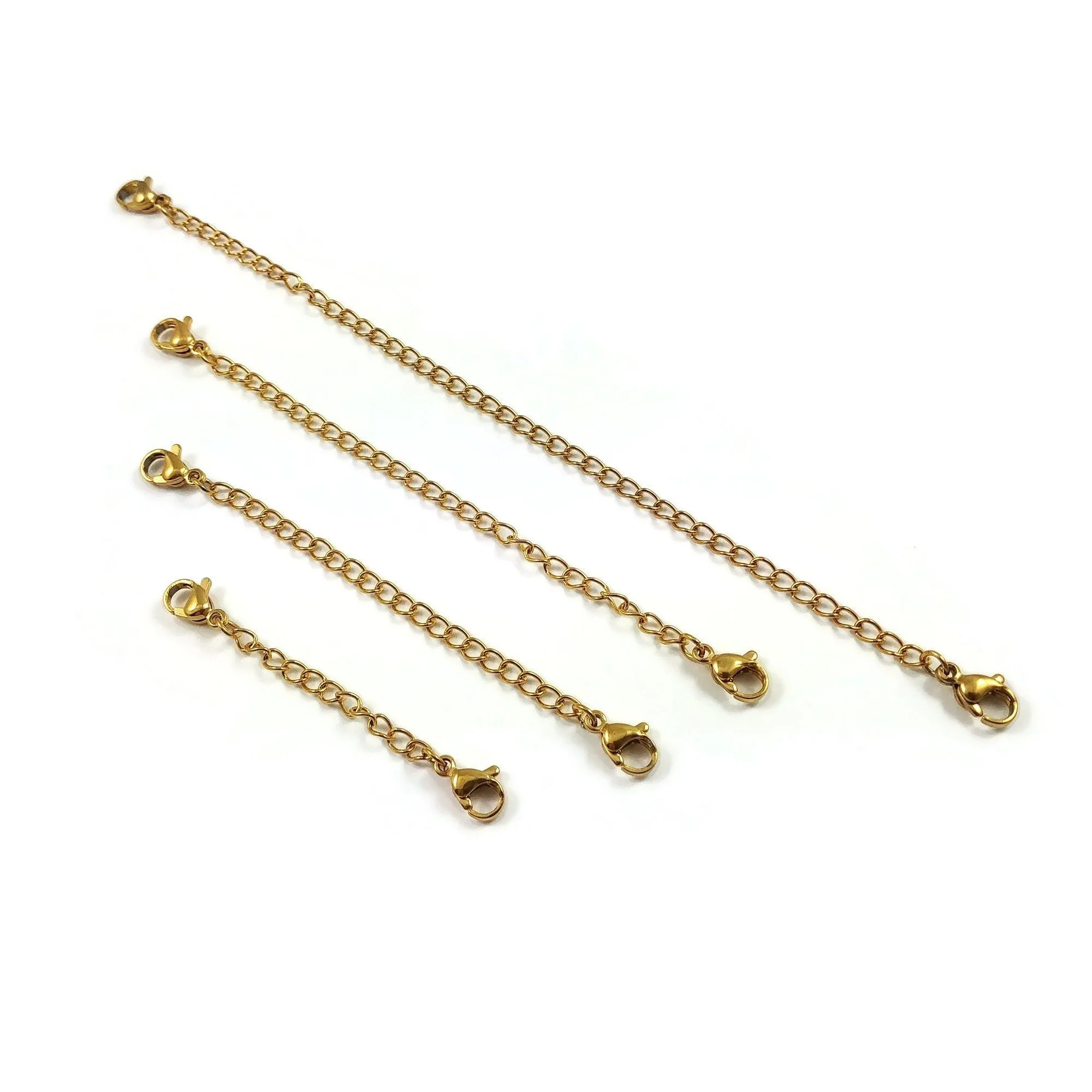 4 lengths set Stainless steel chain extenders, Adjustable necklace and bracelet part