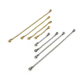 4 lengths set Stainless steel chain extenders, Adjustable necklace and bracelet part