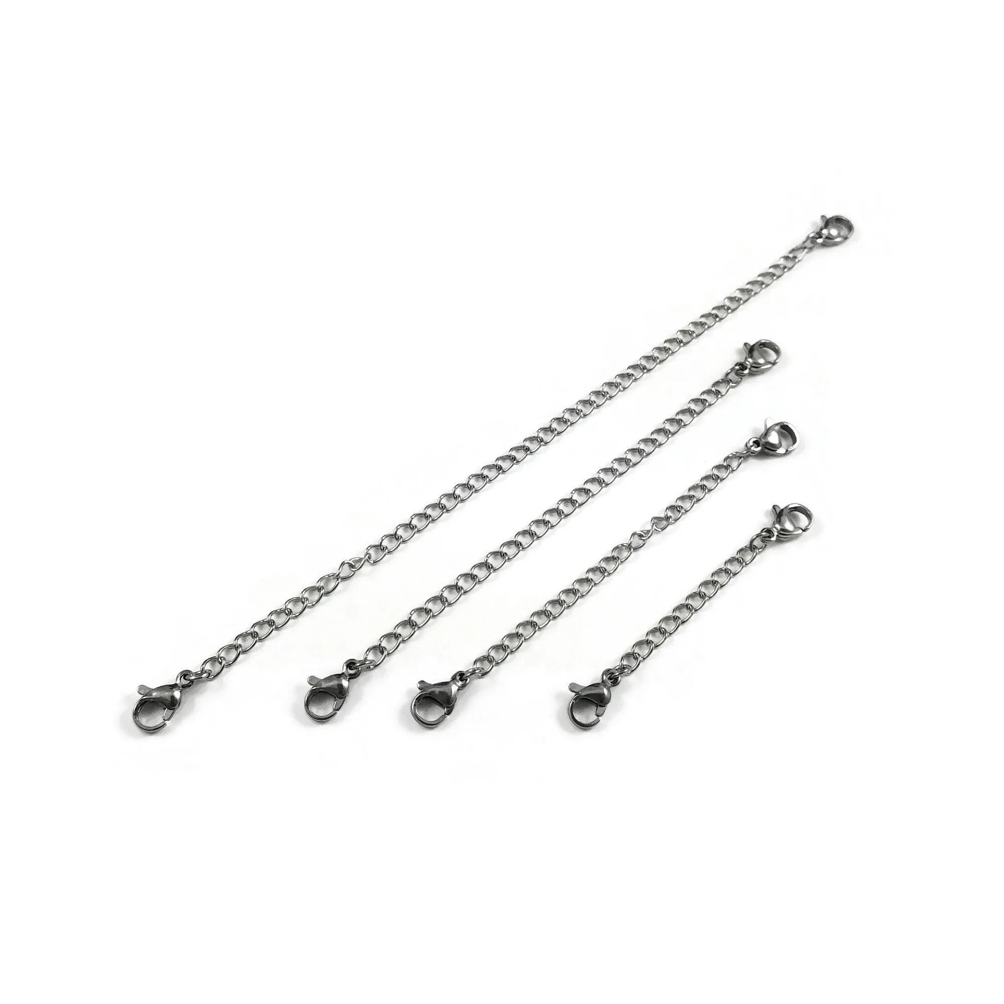 4 lengths set Stainless steel chain extenders, Adjustable necklace and bracelet part