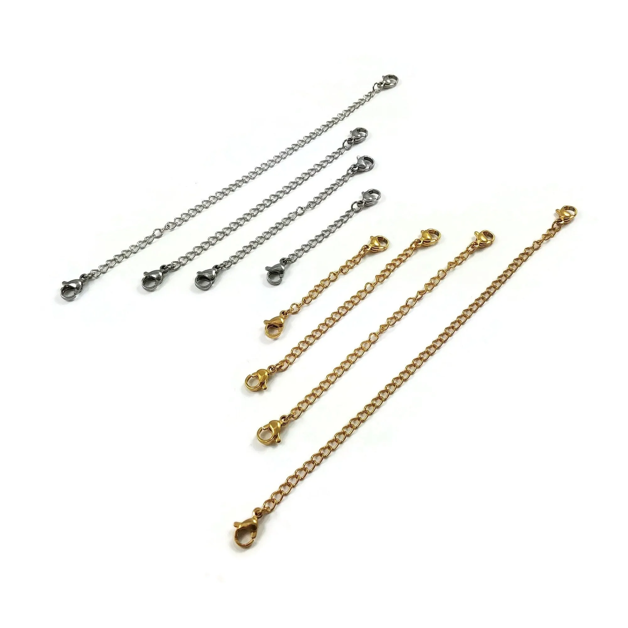 4 lengths set Stainless steel chain extenders, Adjustable necklace and bracelet part