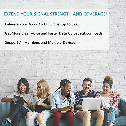 5 Band Cell Phone Signal Booster for Home and Office - Work on All U.S. Carriers Verizon AT&T T-Mobile Sprint - Cellular Repeater Amplifier Kit for Voice Call and Data Network