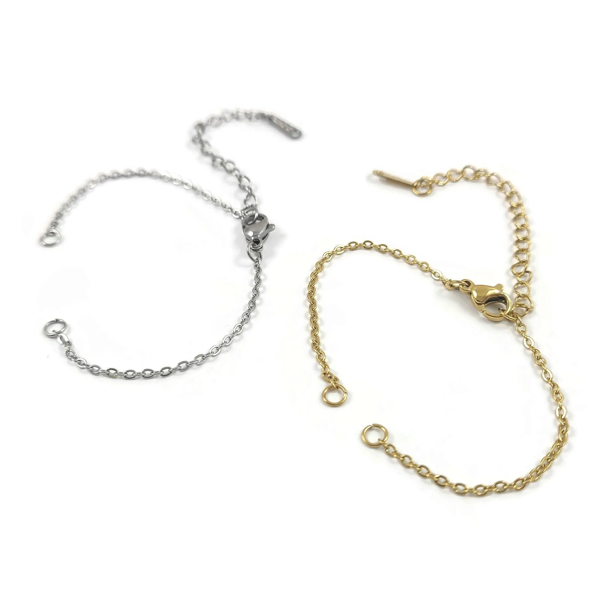 5 Dainty cable chain for bracelet making, Stainless steel, Bulk lot