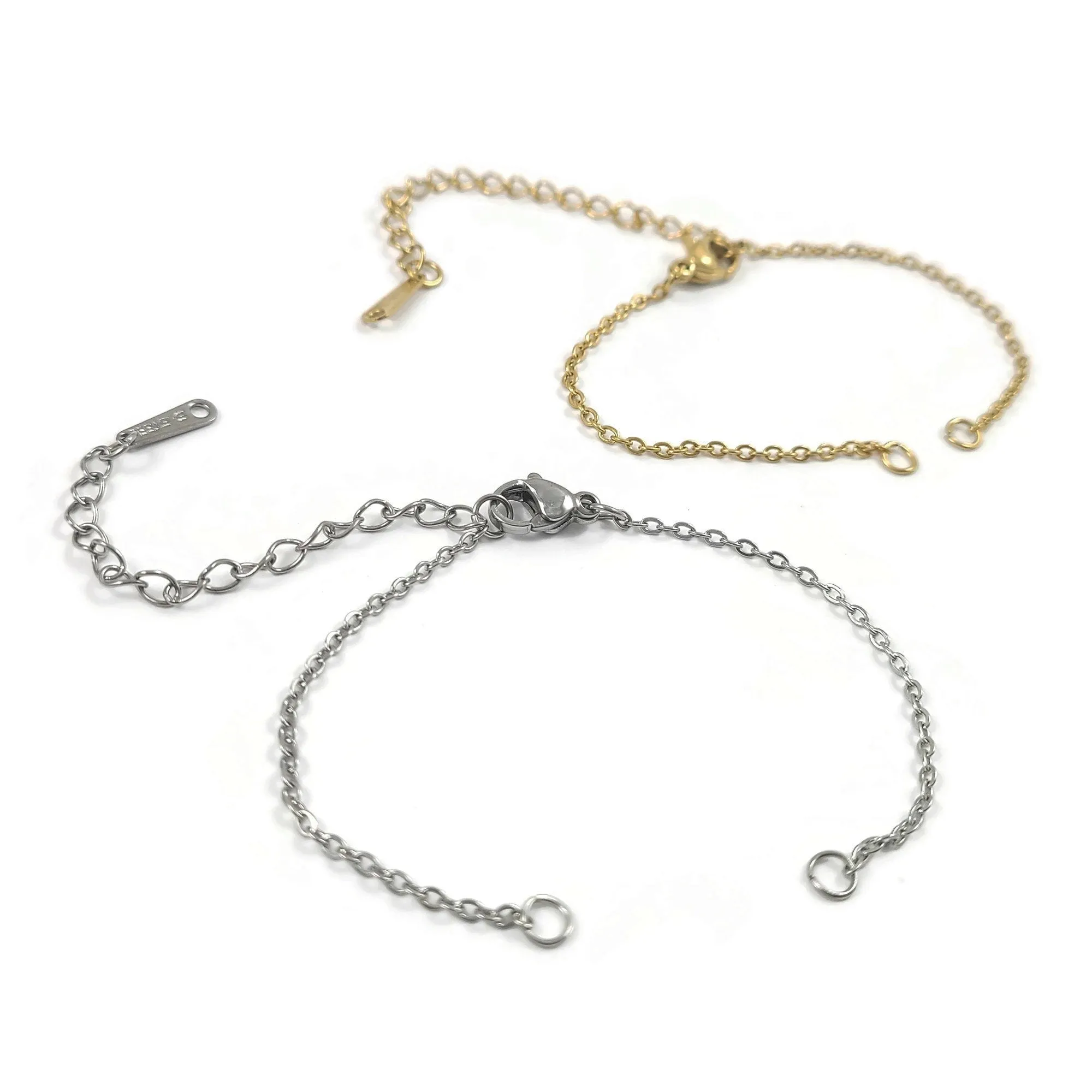 5 Dainty cable chain for bracelet making, Stainless steel, Bulk lot