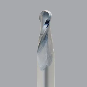 52-360B, 0.5" Dia, 1.125" LOC, 0.5" Shank Dia, 3" OAL, 2 Flute Upcut Ballnose Router Bit