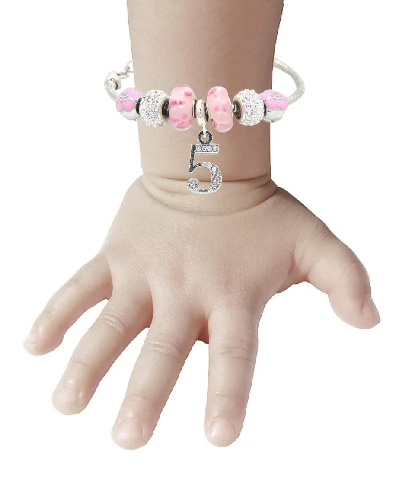 5th Birthday,5th Birthday Gifts for Girls,5th Birthday Charm Bracelet, 5th Birthday