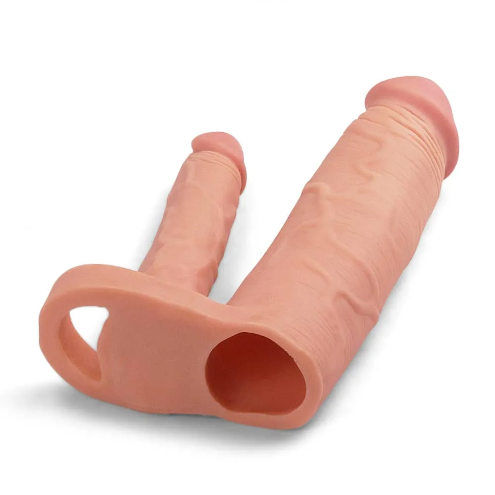 Add 2" Double Penis Sleeve Anal Dildo