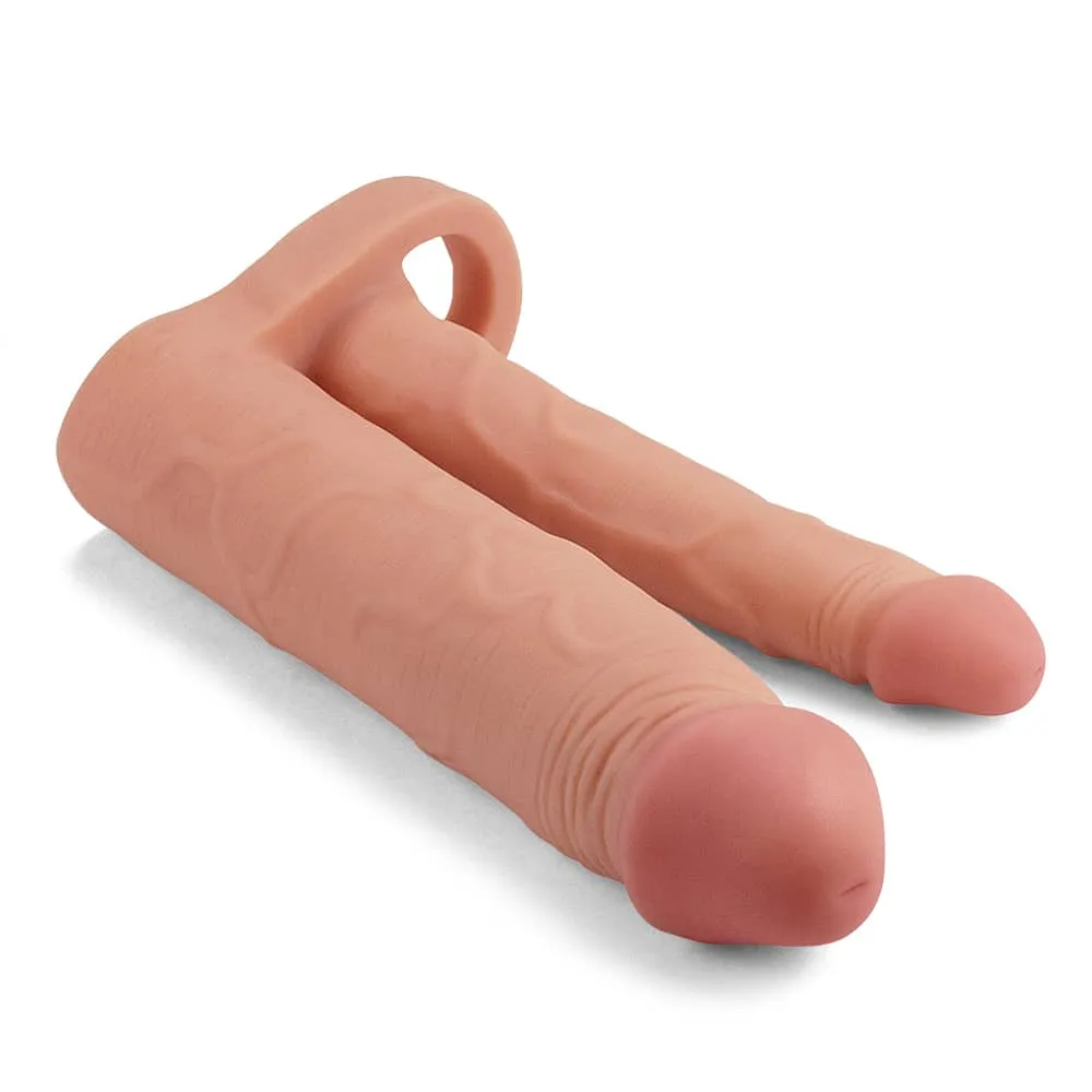 Add 2" Double Penis Sleeve Anal Dildo