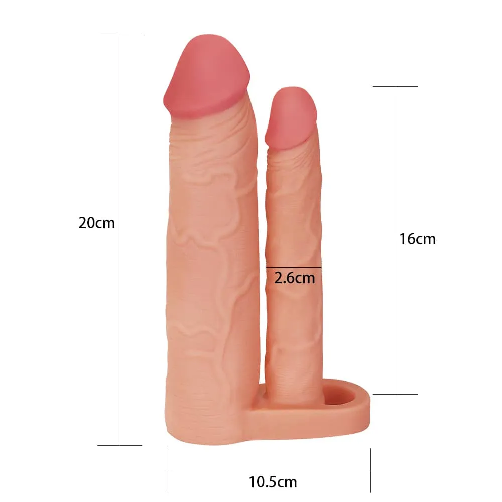 Add 2" Double Penis Sleeve Anal Dildo