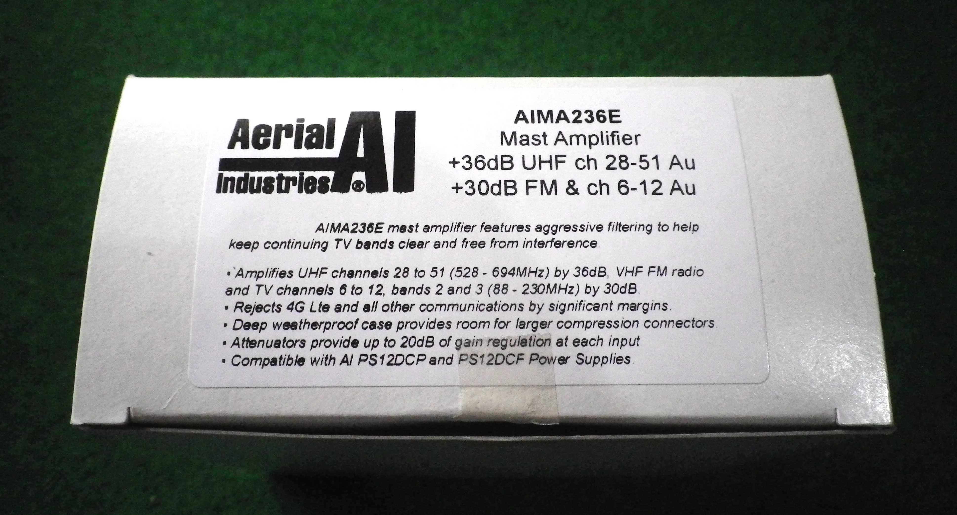 AI UHF/VHF 36dB TV Masthead Amplifier & Power Supply - AIMA236E & PS12DCP