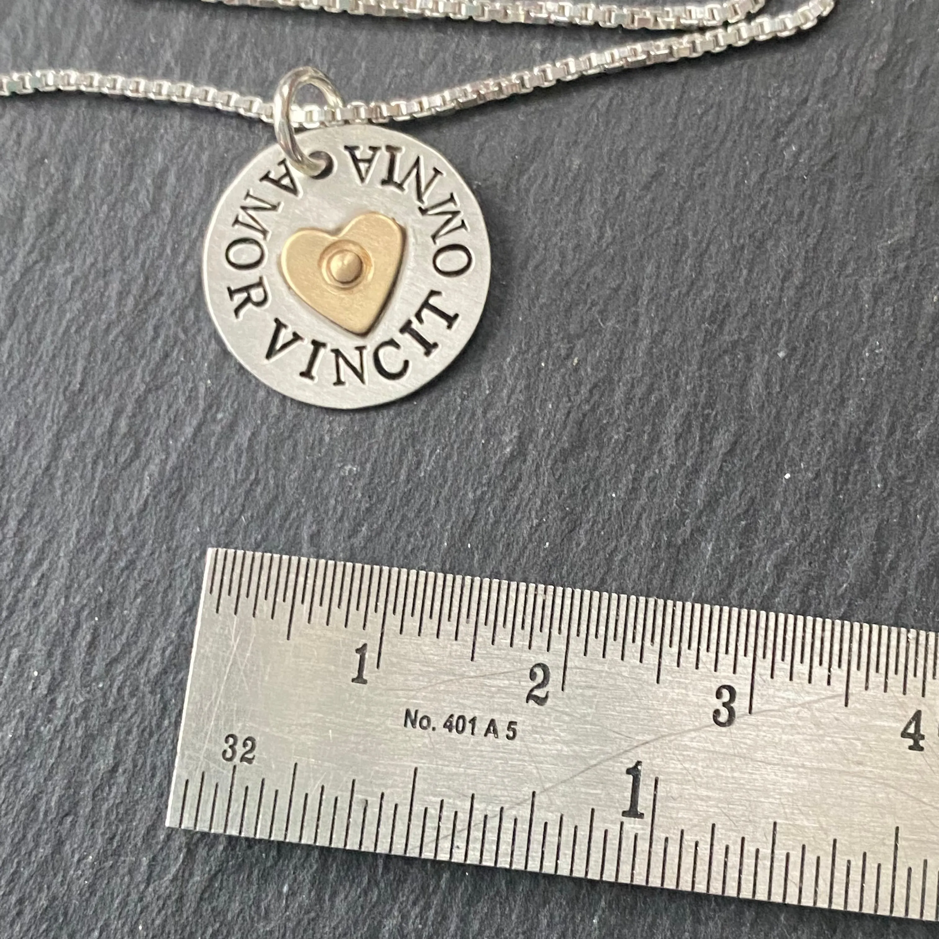 Amor vincit omni necklace - sterling silver - Love conquers all - Latin Phrase - Valentine's gift