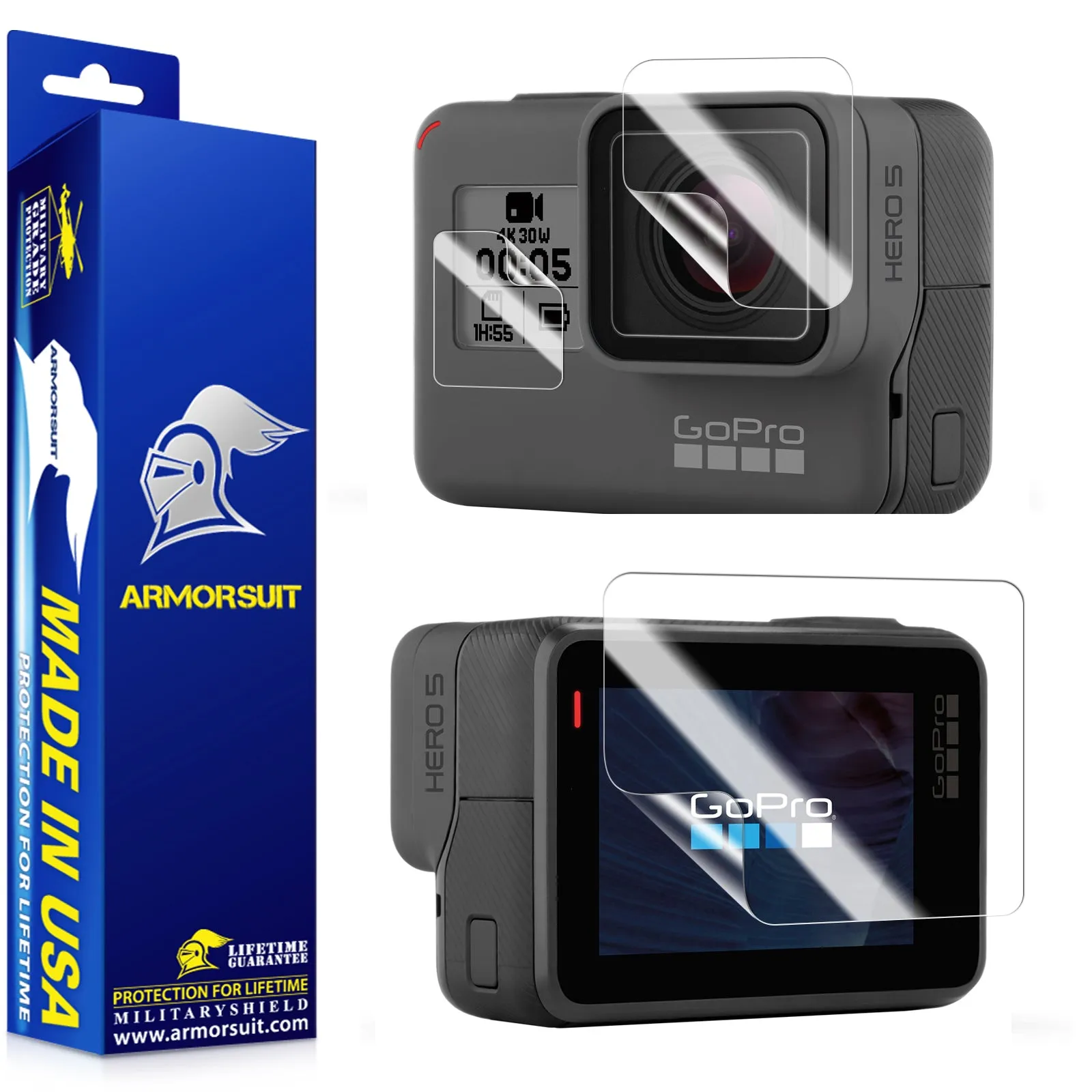 Armorsuit [6 Pack] Screen Protector For GoPro Hero 5 [4 Front   2 Back] (Max Coverage) Anti-Bubble HD Clear Film