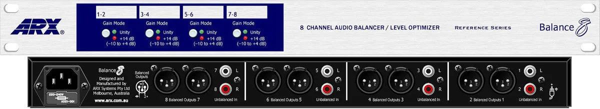 ARX Balance-8 Interfaces 4 -10db Unbalanced Signals with  4dB XLR Out