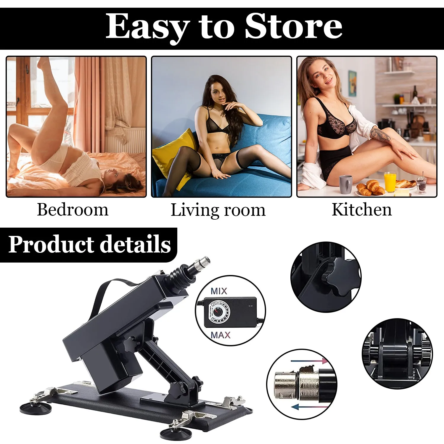 Automatic Sex Machine with 5 Dildo attachments and extenders