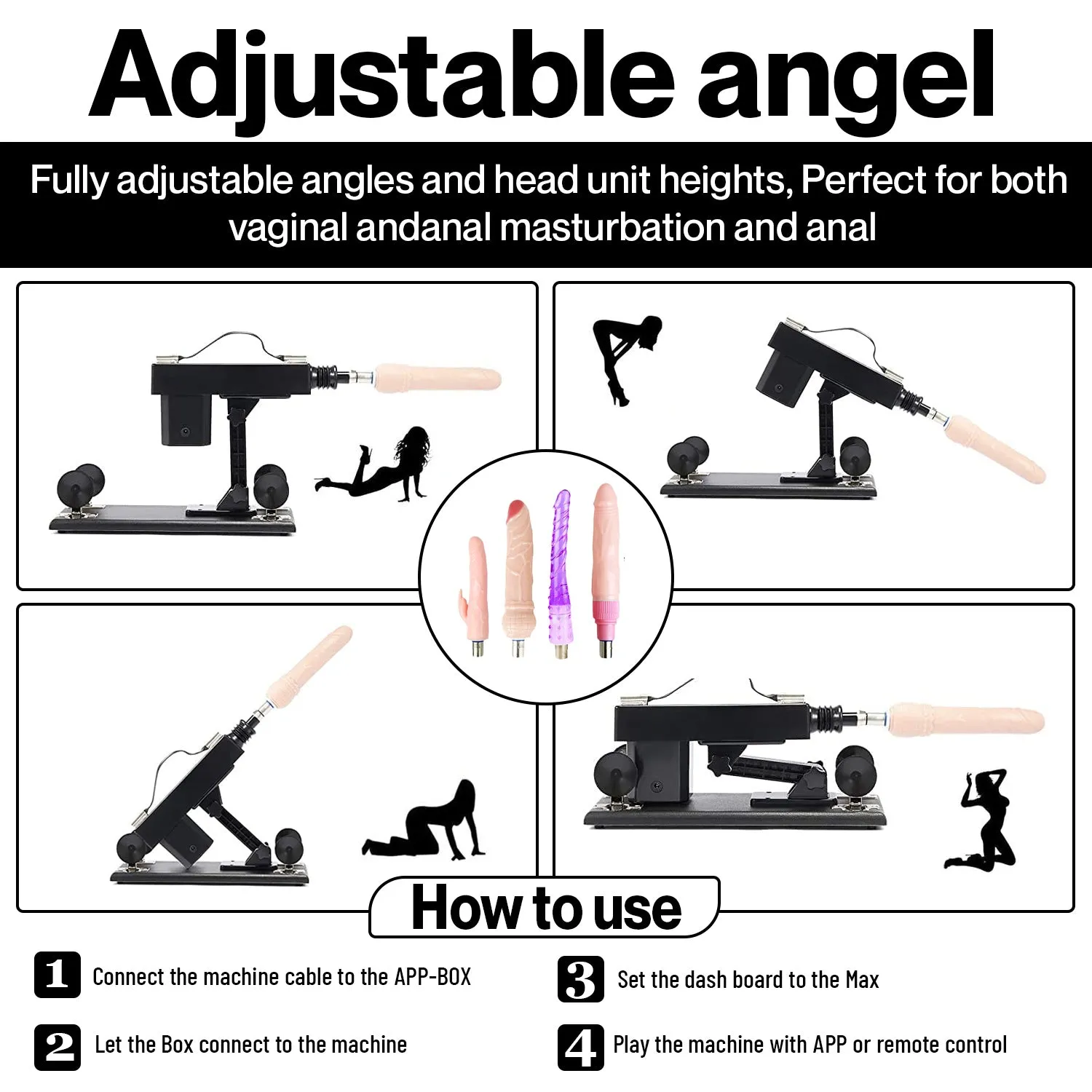 Automatic Sex Machine with 5 Dildo attachments and extenders