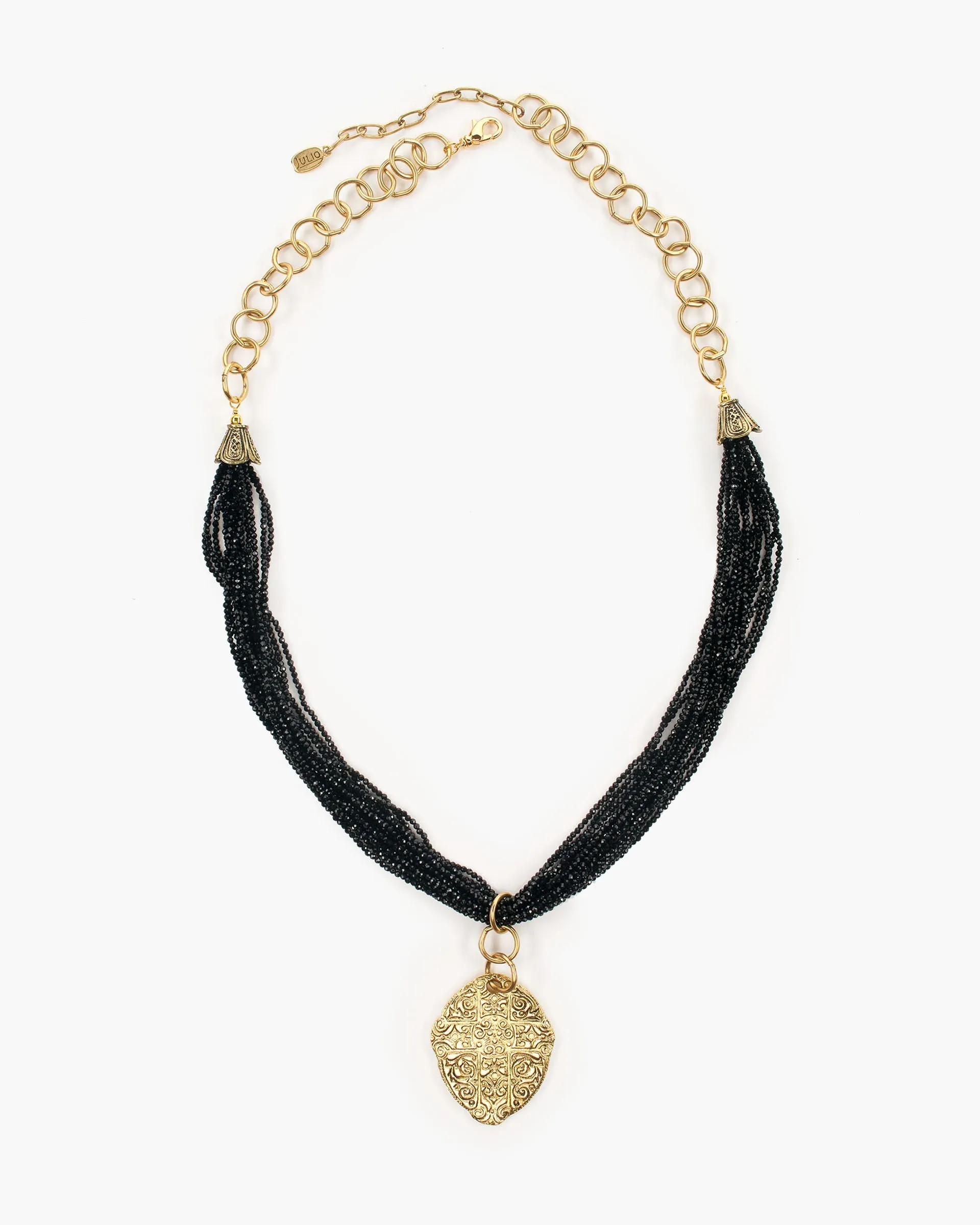 Barberry Black Multi-Strand Pendant Necklace