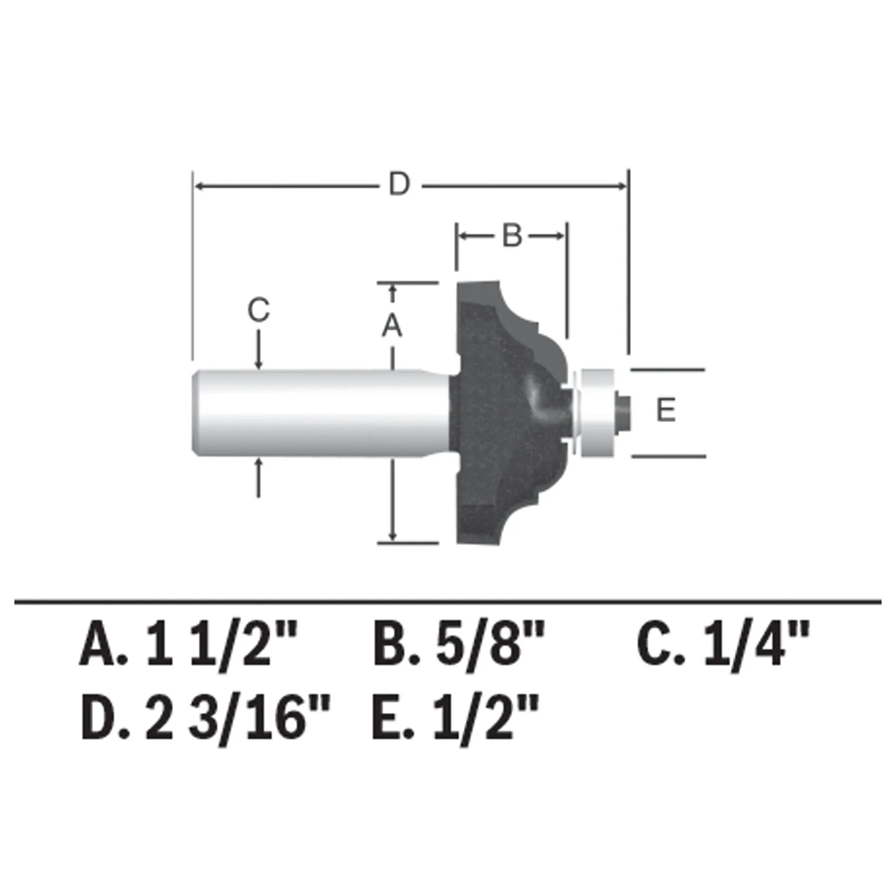 BOSCH 85581MC 1-1/2 In. x 5/8 In. Carbide-Tipped Classical Router Bit