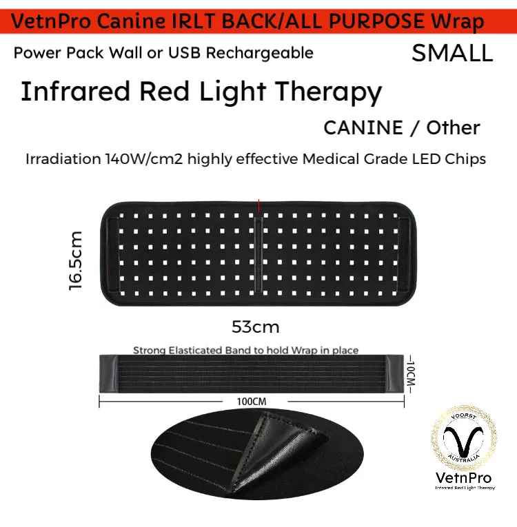 Canine / other Infrared Light Therapy BACK/MULTIPURPOSE Wrap Small