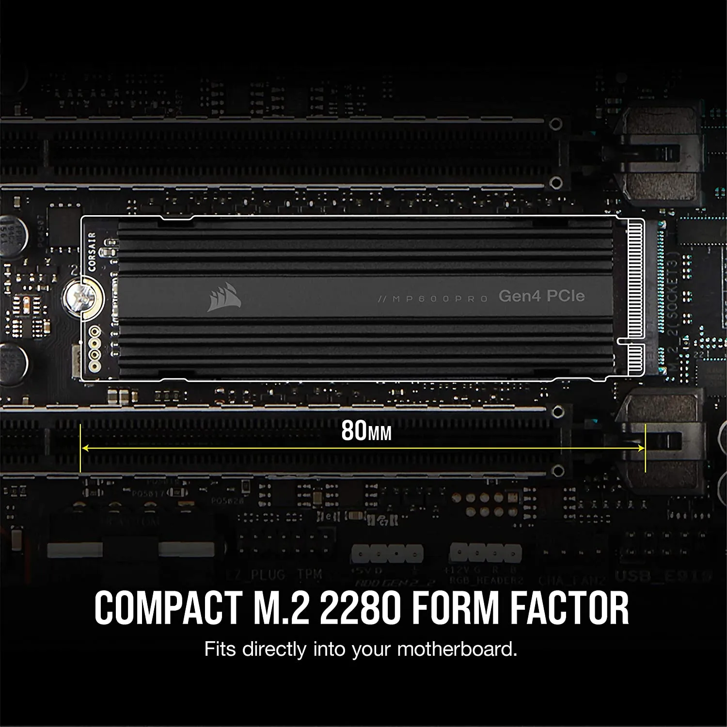 Corsair MP600 PRO 2TB M.2 NVMe PCIe x4 Gen4 SSD (Up to 7,000MB/sec) BlackC NAND Aluminum Heatspreader