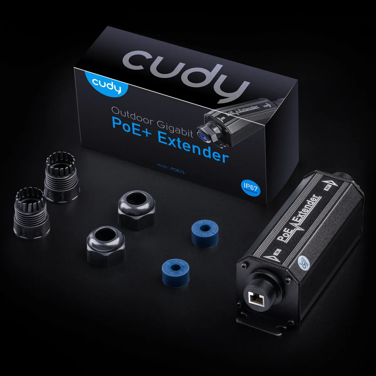 Cudy POE15 Gigabit PoE Outdoor Waterproof Extender | IP67 Waterproof, 10/100/1000Mbps, 1 Channel PoE Repeater, Comply w/ IEEE 802.3at/802.3af