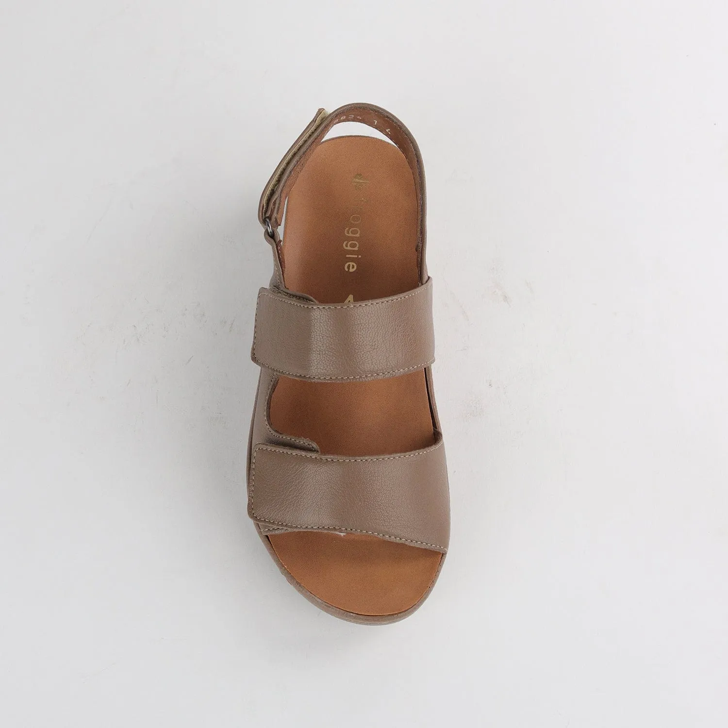 Double Band Wedge Slingback Sandal with Removable Footbed in Stone - 12533