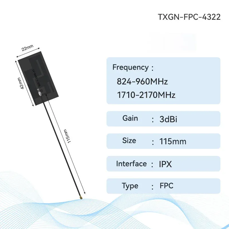 Ebyte TXGN-FPC-3407 4G FPC Antenna CDEBYTE Build-in Antenna Support WCDMA/LET/DTU/4G/5G 826~960 MHz 1710~2170 MHz IPEX Interface
