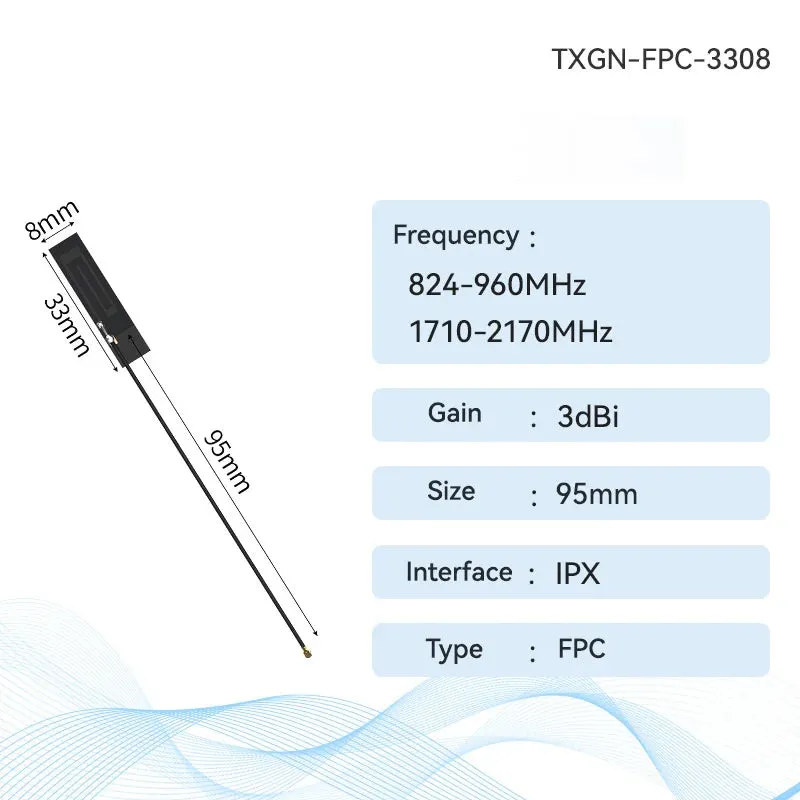 Ebyte TXGN-FPC-3407 4G FPC Antenna CDEBYTE Build-in Antenna Support WCDMA/LET/DTU/4G/5G 826~960 MHz 1710~2170 MHz IPEX Interface
