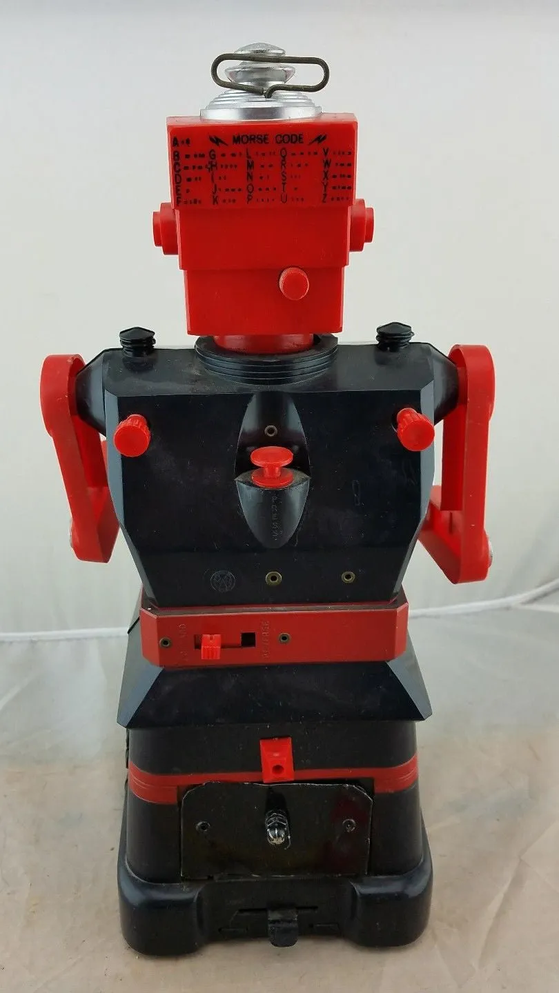 Electric Robot Marx Toys 1950's Black And Red Vintage Toy w/ Box Hard to Find