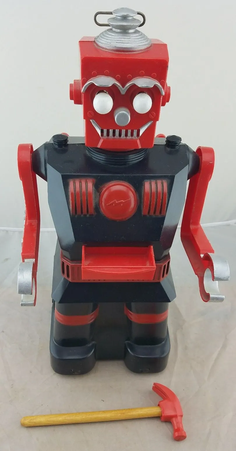 Electric Robot Marx Toys 1950's Black And Red Vintage Toy w/ Box Hard to Find