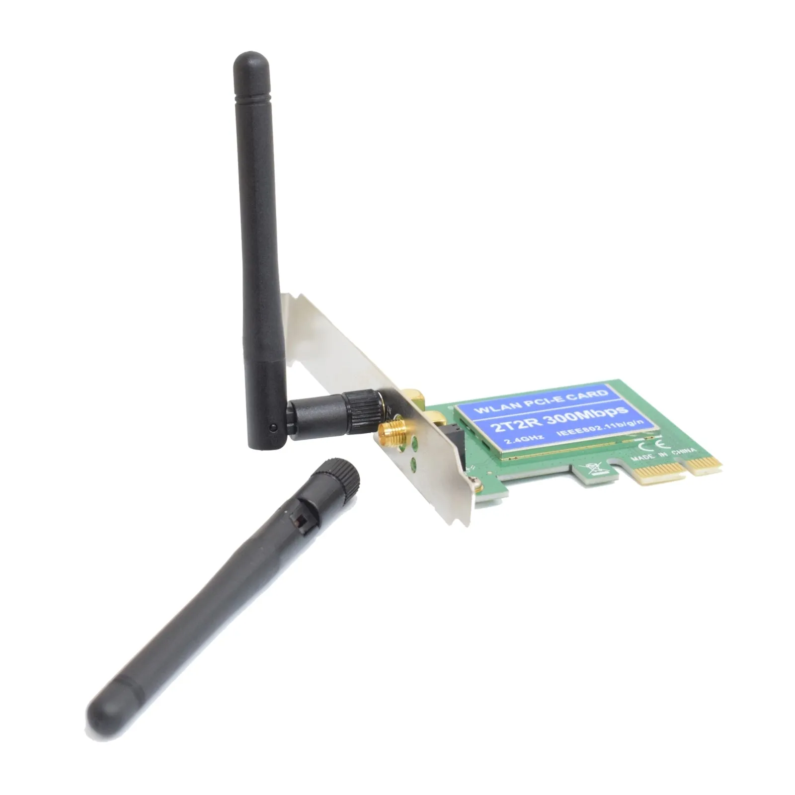 Evo Labs PCI-Express Full Height N300 WiFi Card with Detachable Antennas
