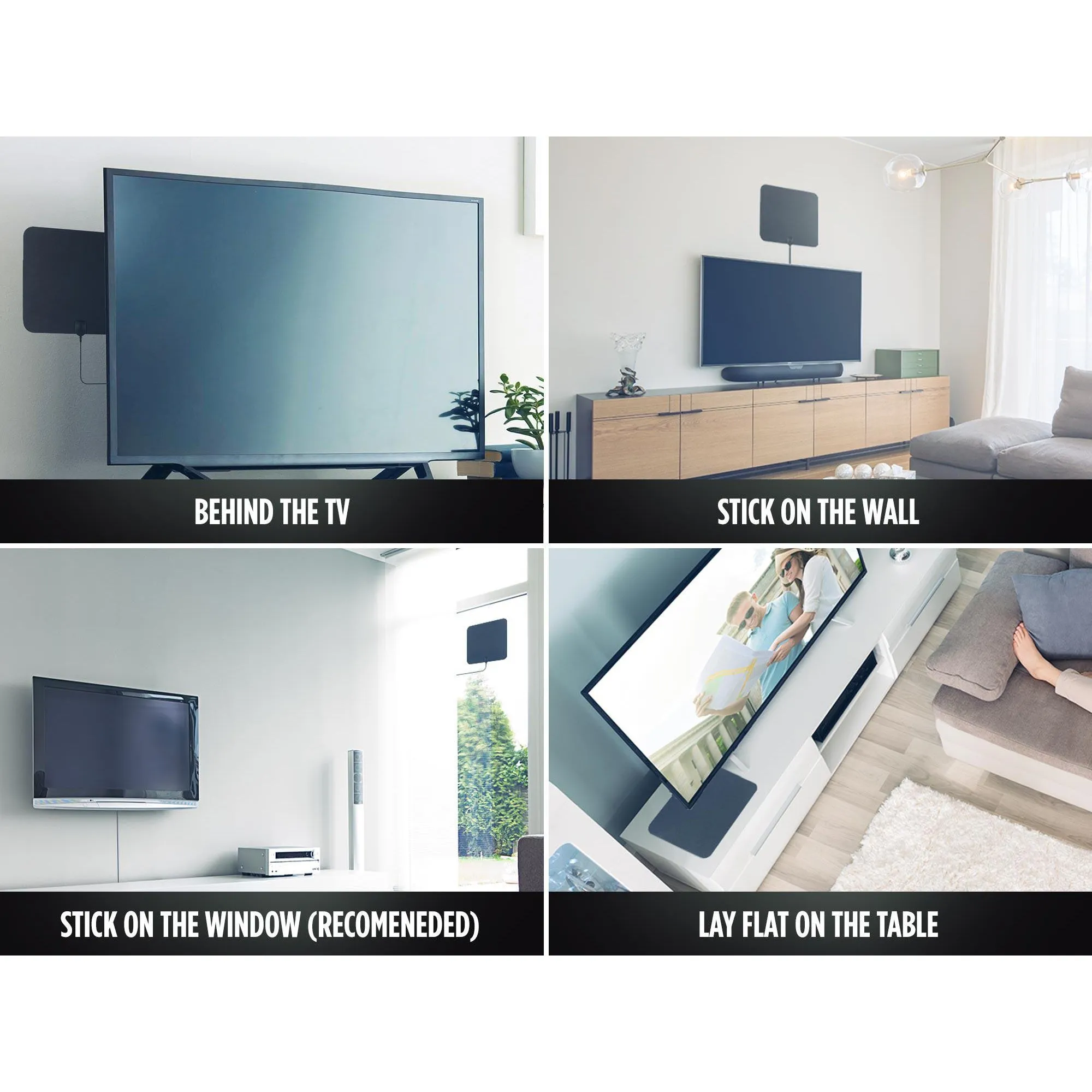 Indoor/Outdoor 4k Professional Flat HDTV Antenna | Digital HD Antenna With Range Up To 190 Kilometers