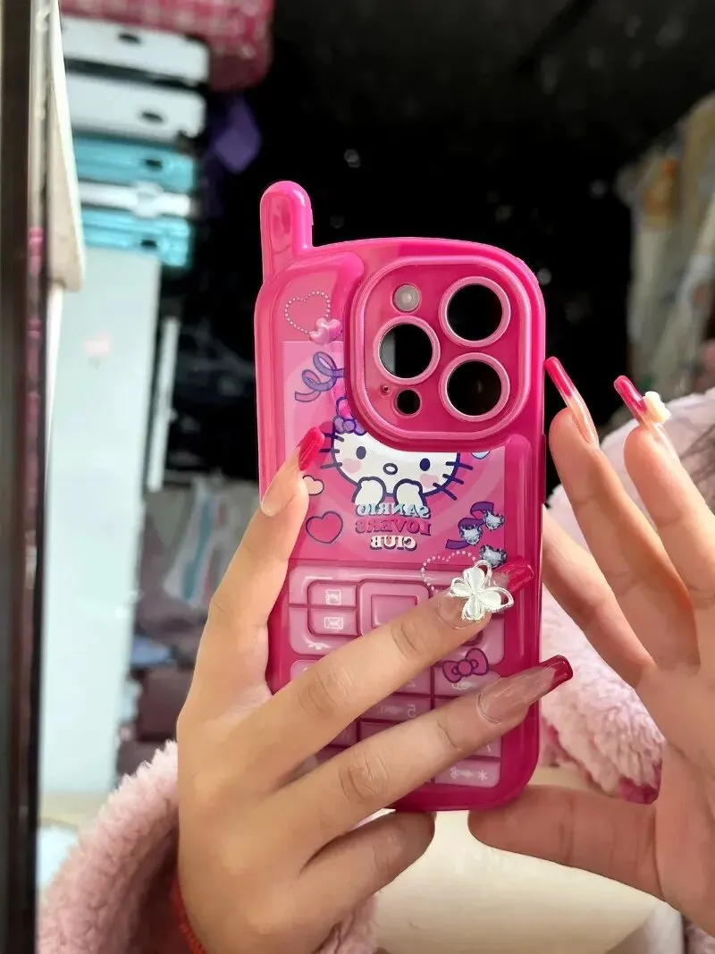 Kawaii Retro Antenna Hello Kitty iPhone Case Pink