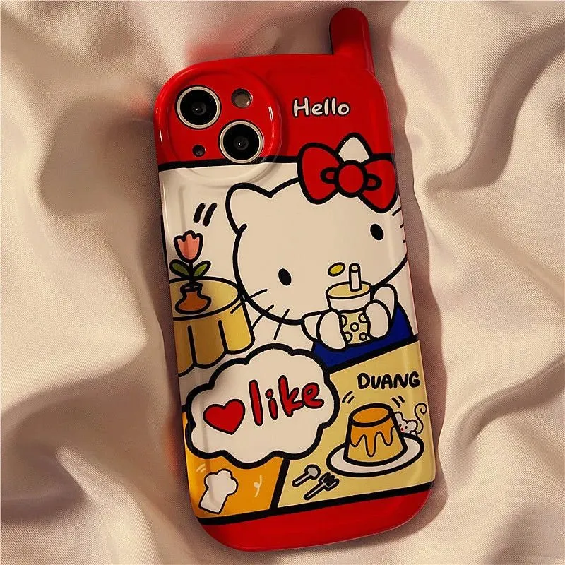 Kawaii Retro Antenna Hello Kitty iPhone Case Red