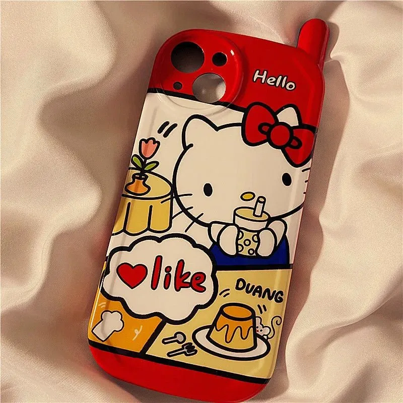 Kawaii Retro Antenna Hello Kitty iPhone Case Red