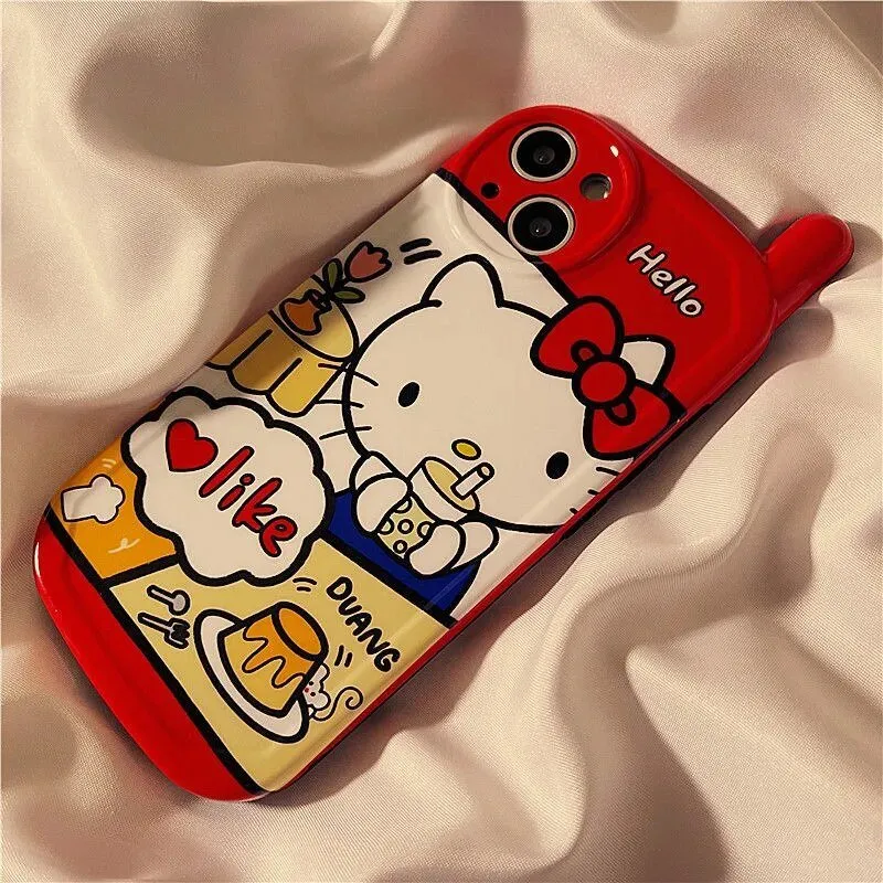 Kawaii Retro Antenna Hello Kitty iPhone Case Red