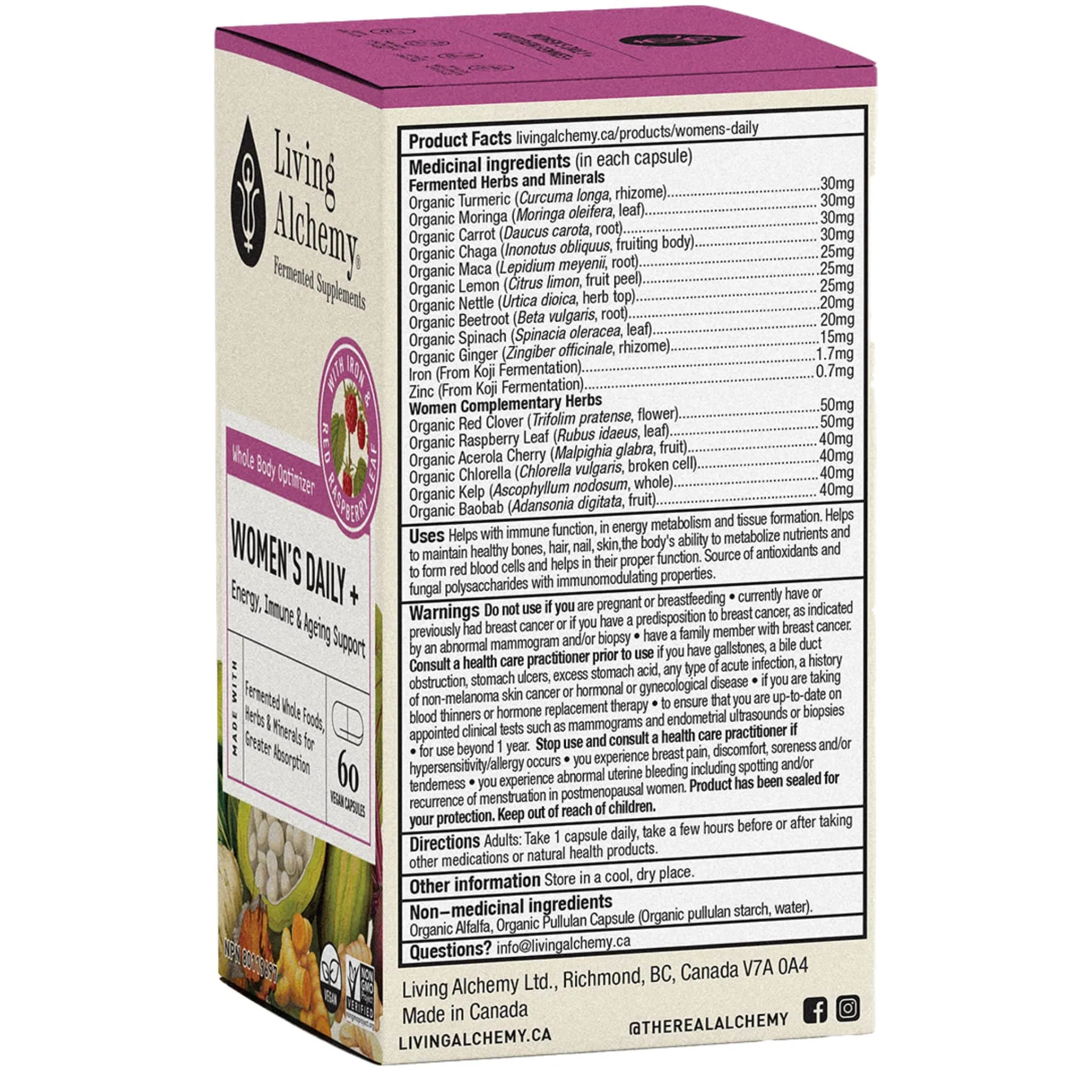 Living Alchemy Womens Daily Plus Multivitamin with Energy, Immune and Aging Support, 60 Vegetable Capsules