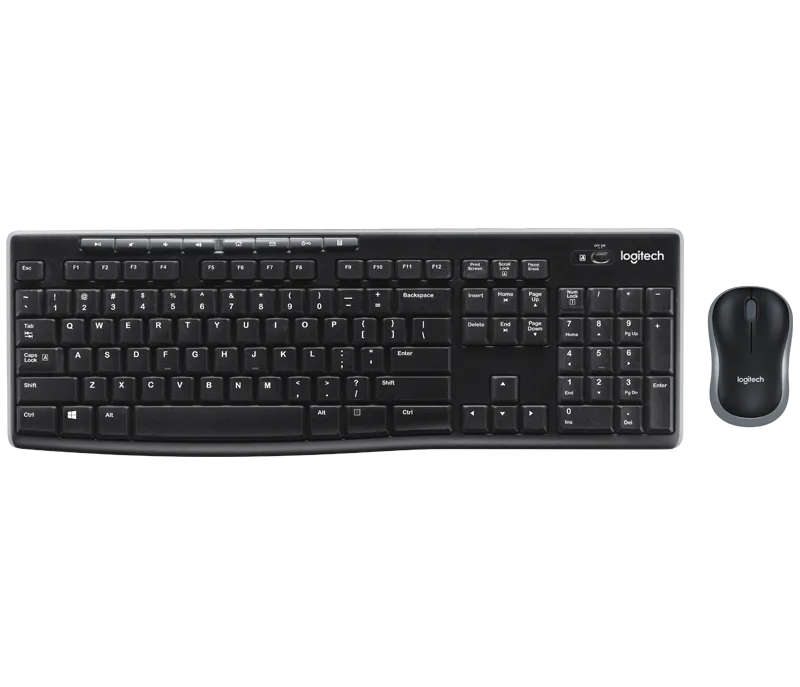 Logitech MK270 Wireless Keyboard and Mouse Desktop Kit, USB, Spill Resistant, 2.4 GHz Wireless, 8 Multimedia and Shortcut Keys