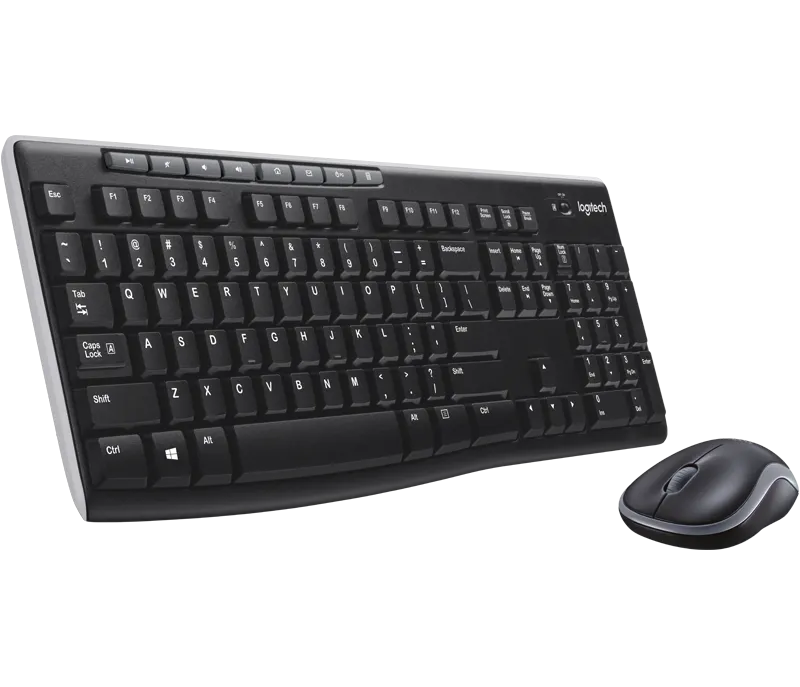 Logitech MK270 Wireless Keyboard and Mouse Desktop Kit, USB, Spill Resistant, 2.4 GHz Wireless, 8 Multimedia and Shortcut Keys