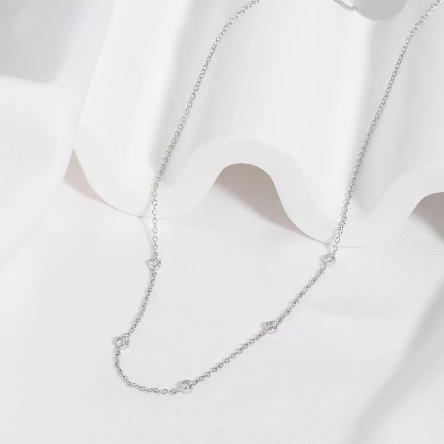 Multi Brilliant Bezel 925 Sterling Silver Necklace