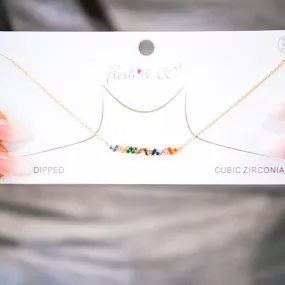 Multi Colored Crystals Gold Necklace