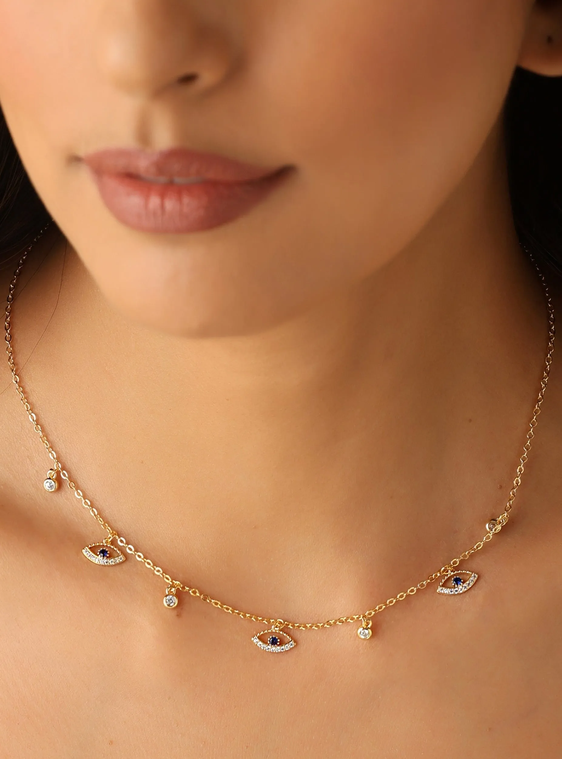 Multi Evil Eye Charms Necklace