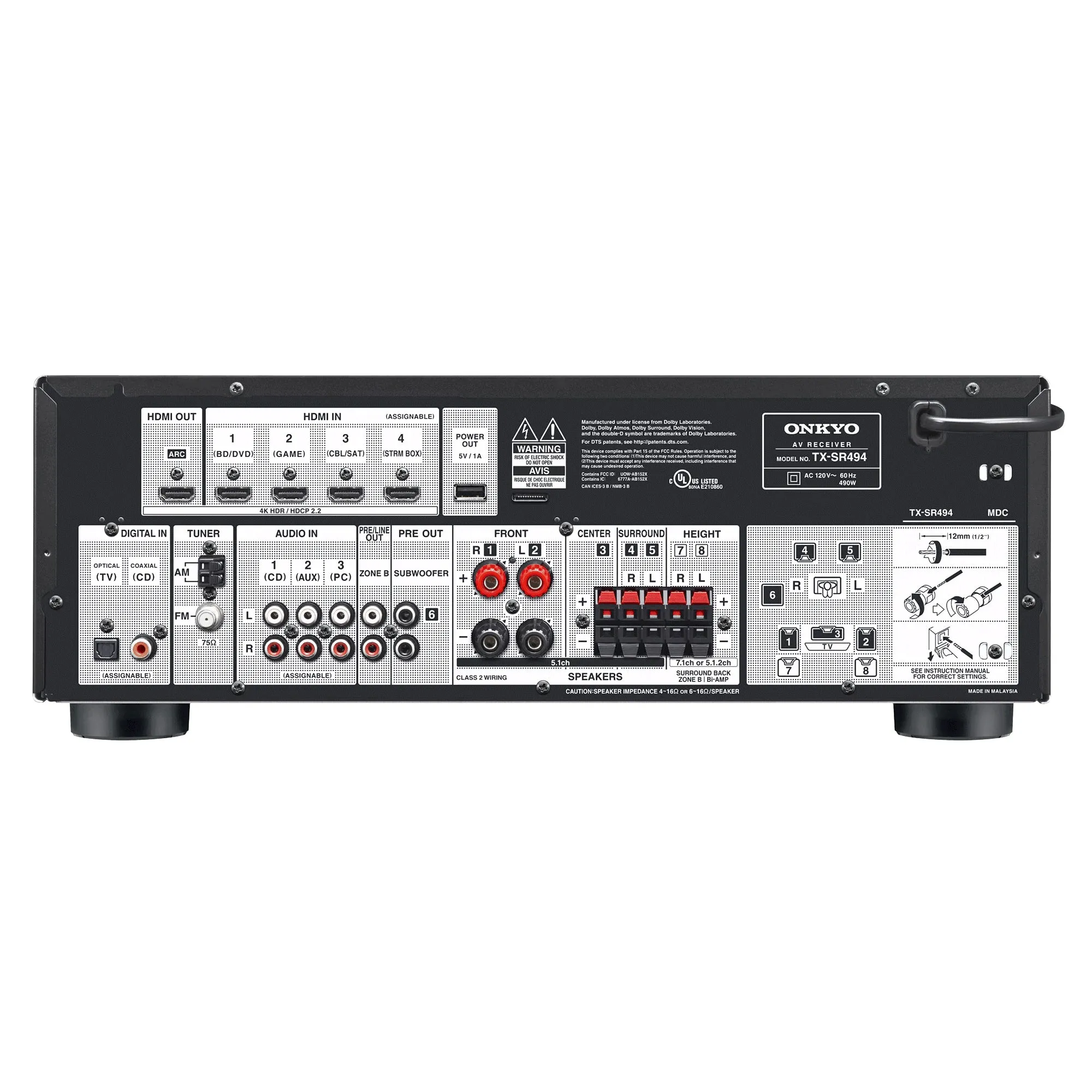 Onkyo TX-SR494 7.2-Channel Home Theater Receiver with Bluetooth - Certified Refurbished
