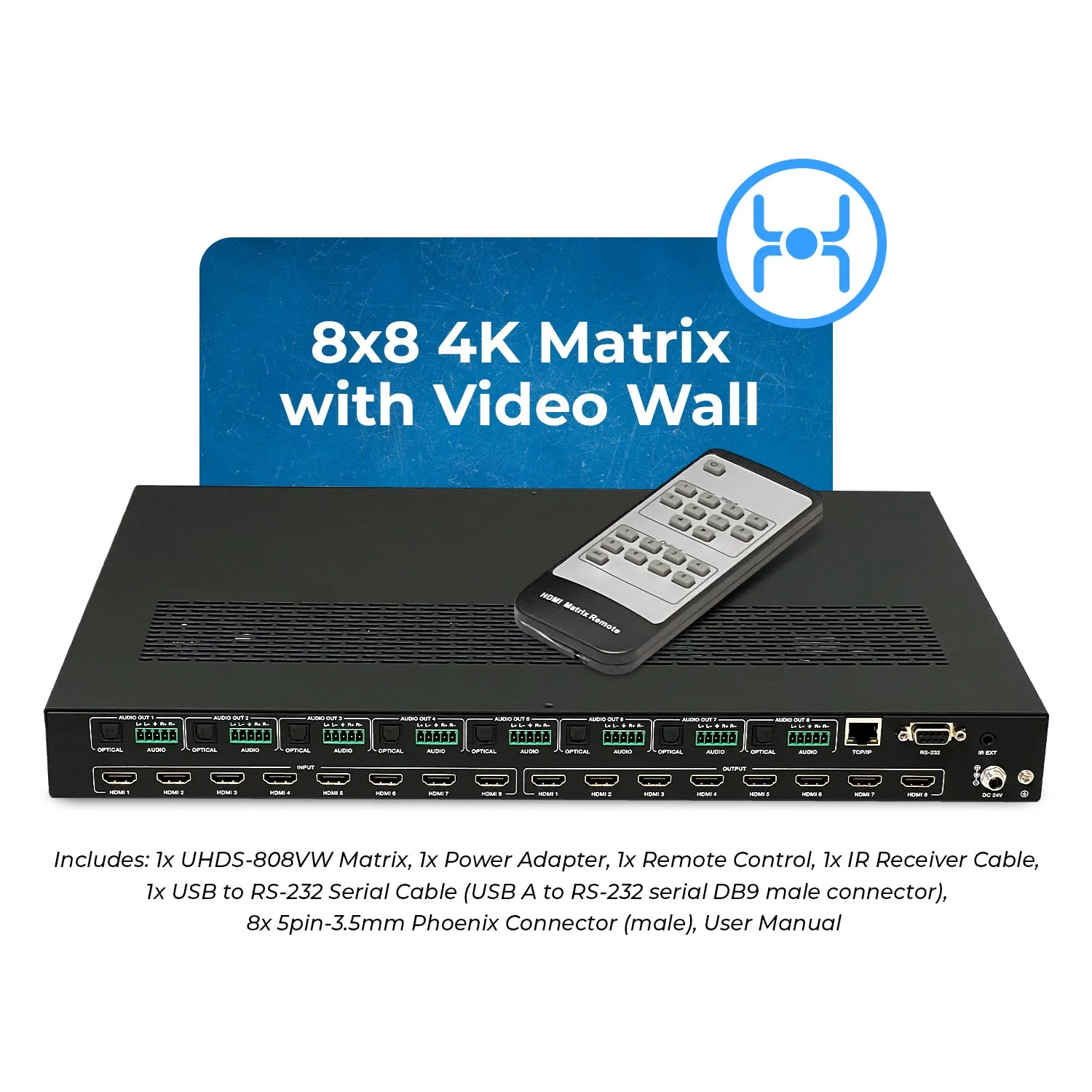 OREI 8x8 4K Seamless Matrix with Video Wall (UHDS-808VW)