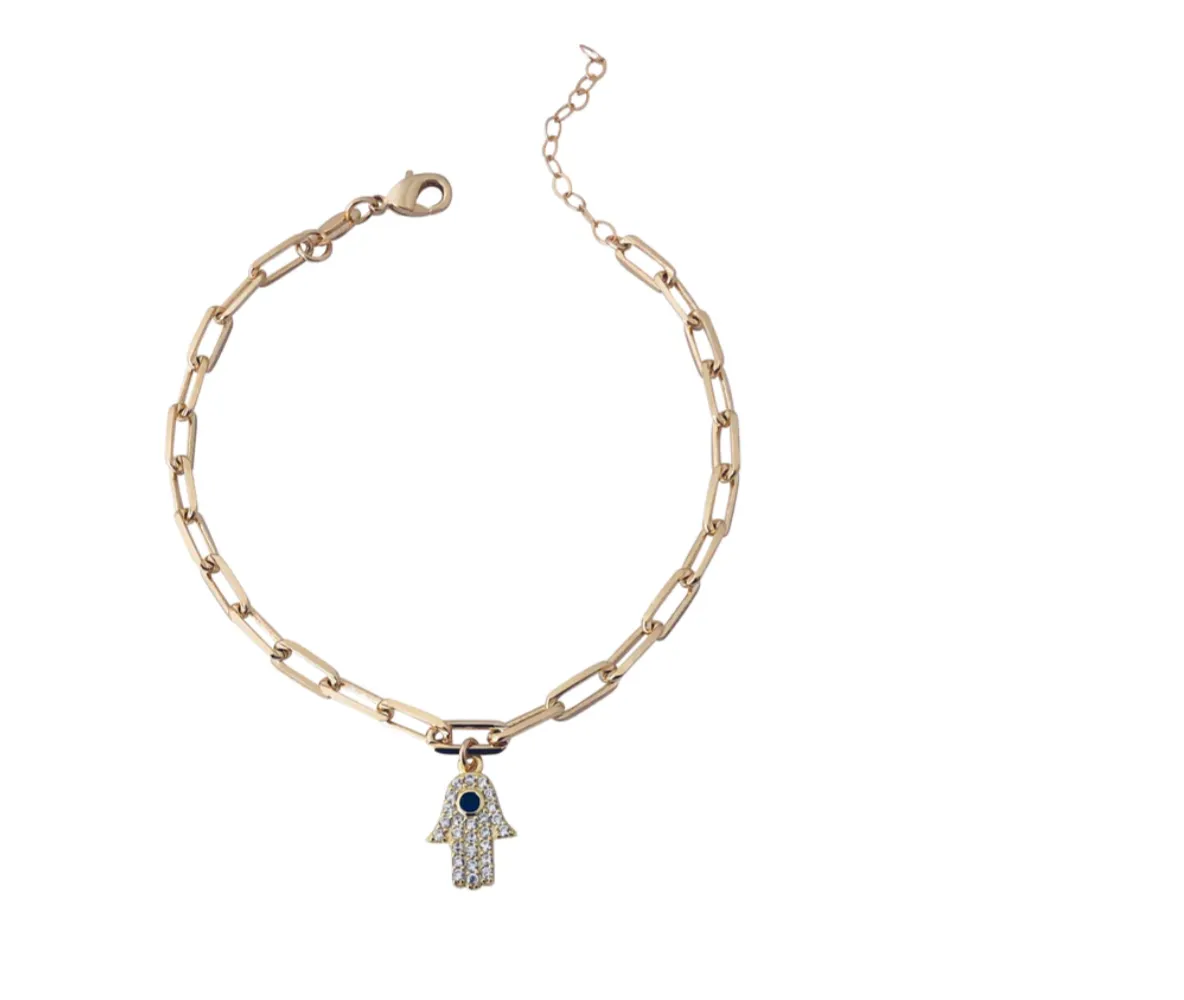 Paperclip Hamsa Bracelet Goldfill