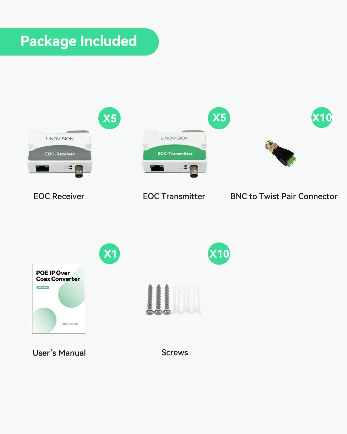 PoE   Ethernet over Coax (EOC) Converter (5 Pack)