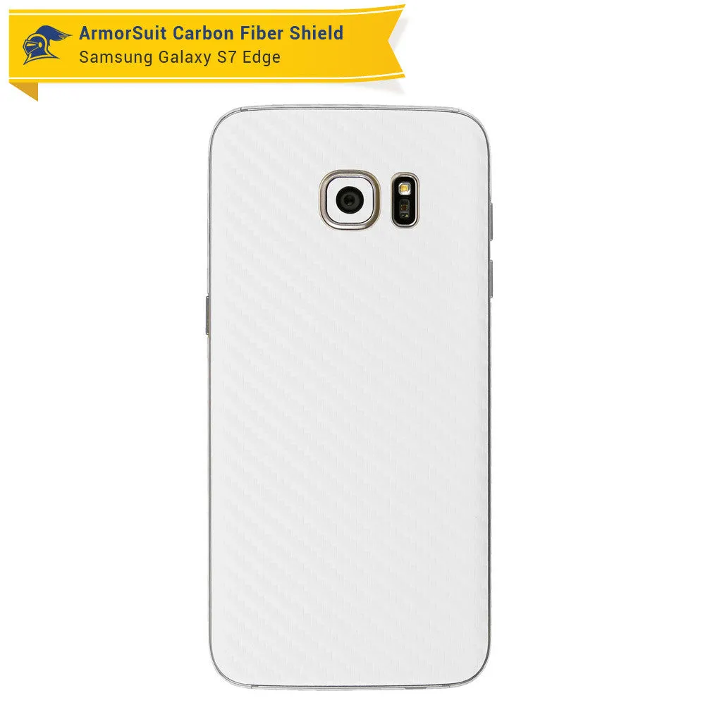 Samsung Galaxy S7 Edge Plus Screen Protector [Full Screen Coverage]   White Carbon Fiber Skin