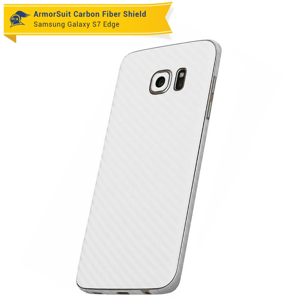 Samsung Galaxy S7 Edge Plus Screen Protector [Full Screen Coverage]   White Carbon Fiber Skin