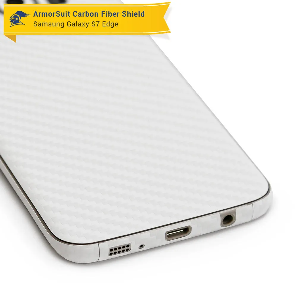 Samsung Galaxy S7 Edge Plus Screen Protector [Full Screen Coverage]   White Carbon Fiber Skin